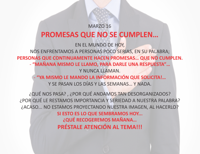 Promesas que no cumplen...